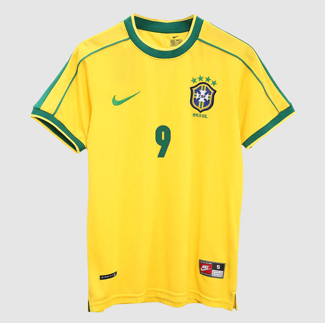 Retro Jersey RONALDO #9 Brazil Home Soccer Shirt 1998 -World Cup