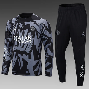 2024/2025 Paris Saint-Germain Half-Pull Training Suit Black Gray Football Shirt
